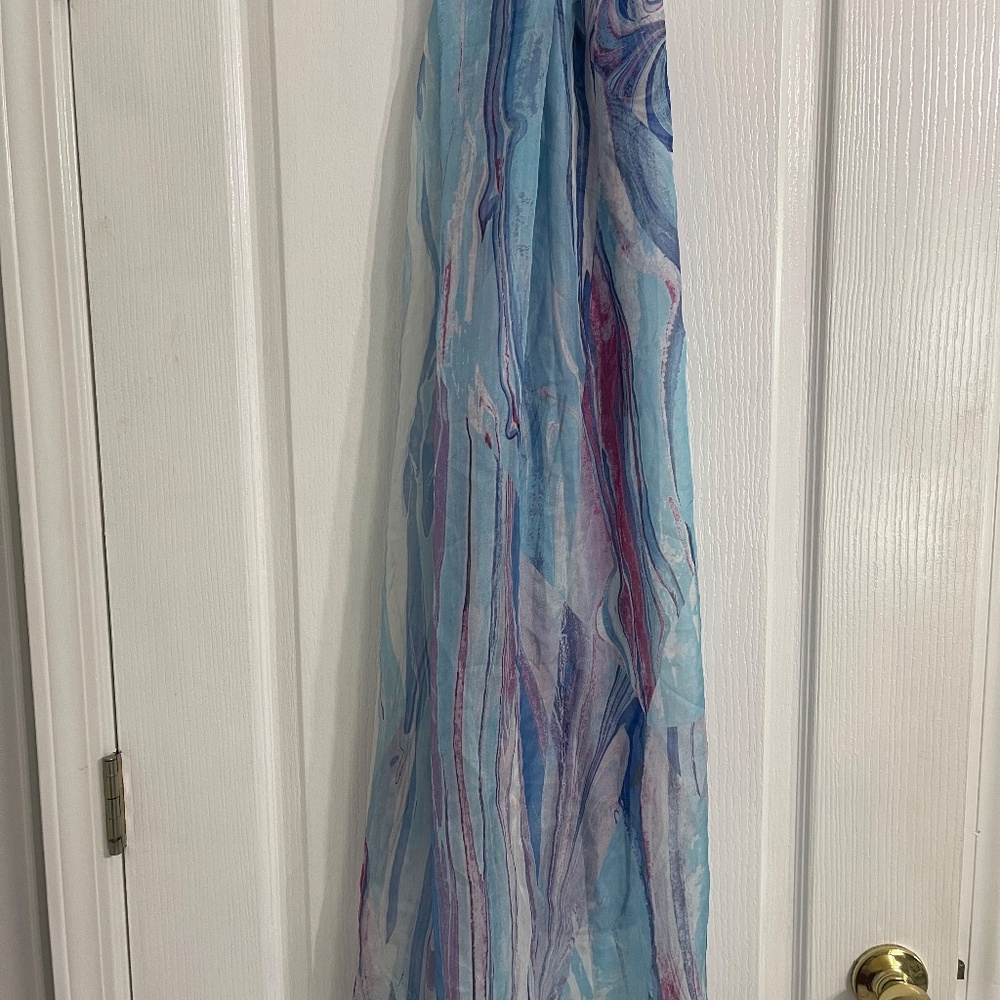 Nordstrom Blue Marble Magic Silk Scarf - Picture 8 of 12